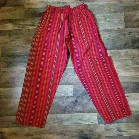 NWT Handmade 100% Cotton Guatemalan Drawstring Pants Size Small - Picture 3 of 9